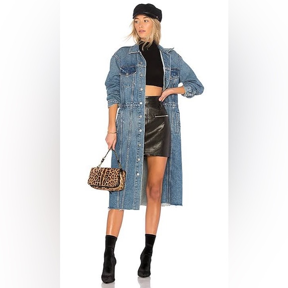 GRLFRND S Iman Long Denim Coat Material Girl - Picture 1 of 16